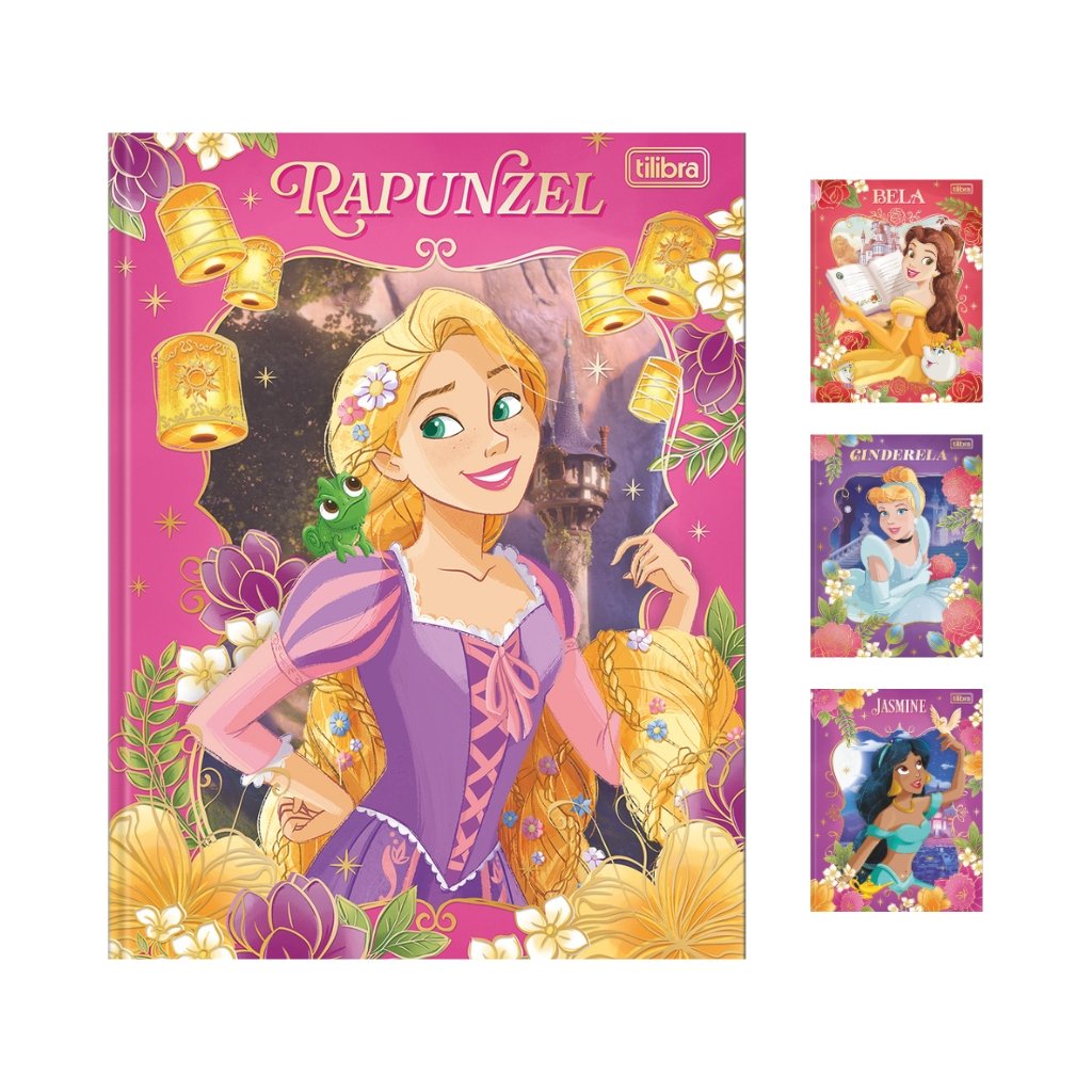 Caderno Colegial Costurado LUXO 80 fls PRINCESAS - TILIBRA - UND