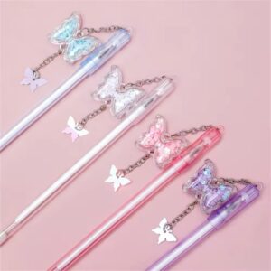 Caneta Fofa Pingente Borboleta - PACOTE 6 UND