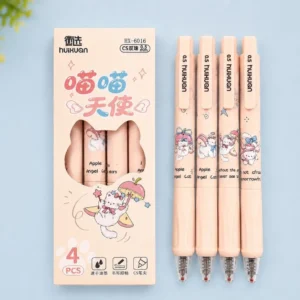Kit Caneta Clic Premium Gatinho Maçã 4 UND - IMPORTADO - BLISTER