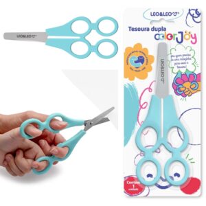 Tesoura Escolar Dupla TANDEM Color Joy LEO E LEO - BLISTER