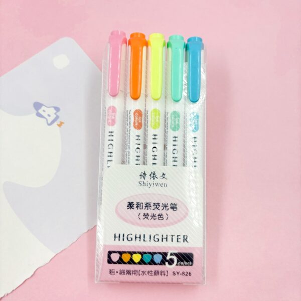 Marca Texto 2 Pontas Color Importado 5 Cores
