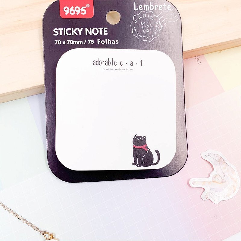 Bloco de Notas Adesivado Gatinhos Divertidos 70x70mm - 4 Und