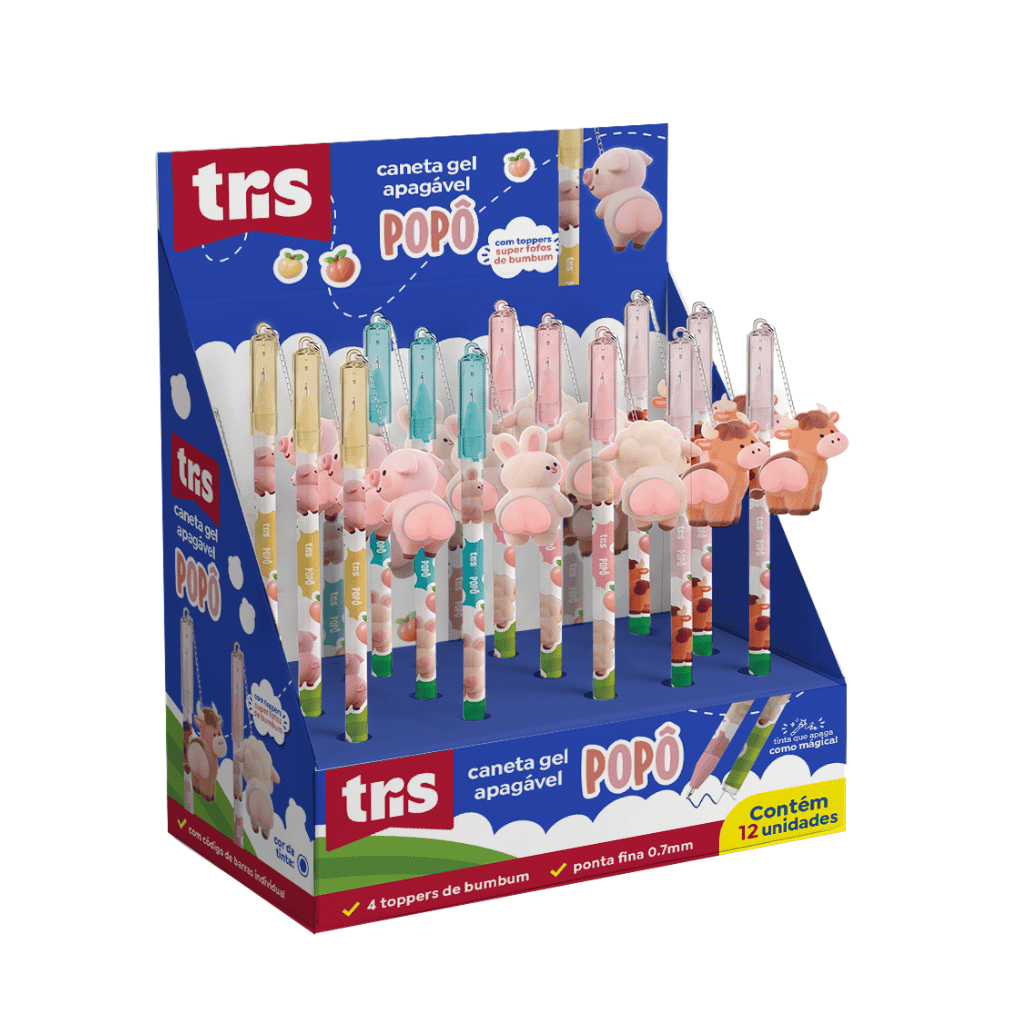 Caneta Gel Apagável 0.7mm Popô - TRIS - UND