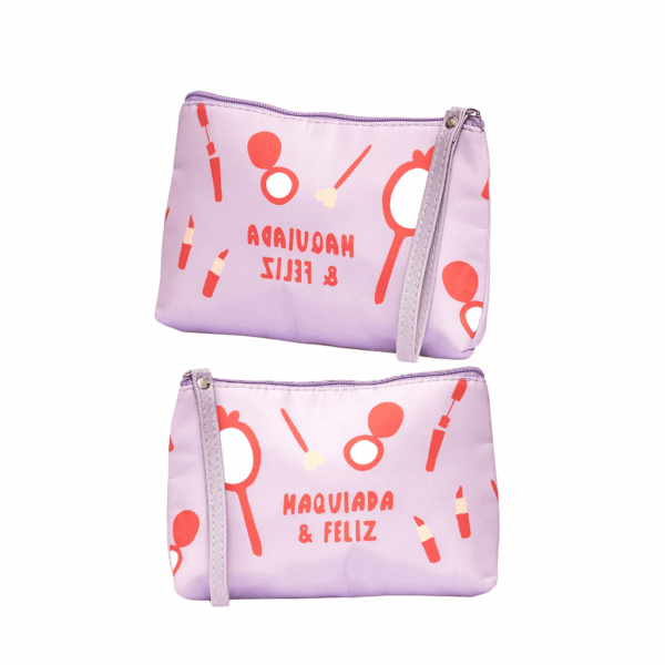 Necessaire Bolsinha de Mão Roxa MAQUIADA & FELIZ 14x20cm - FLORIE - UND