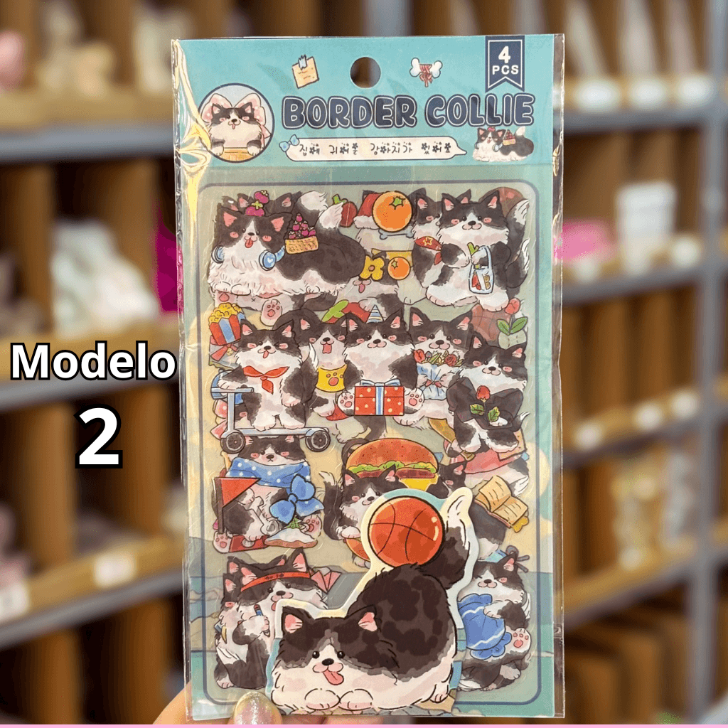 Pacote c/ 4 Cartelas Adesivo Cachorrinho Cute - IMPORTADO - UND