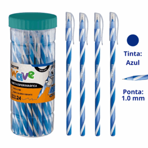 Caneta Esferográfica Wave Azul 1.0mm - TRIS BAZZE - POTE 24 UND