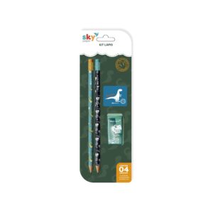 Kit Escolar 4 Peças DINO - SKYPAPER - BLISTER