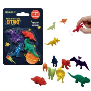 Mini Borracha 3D Dino 4 Und LEO E LEO - BLISTER