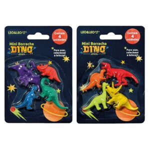 Mini Borracha 3D Dino 4 Und LEO E LEO - BLISTER