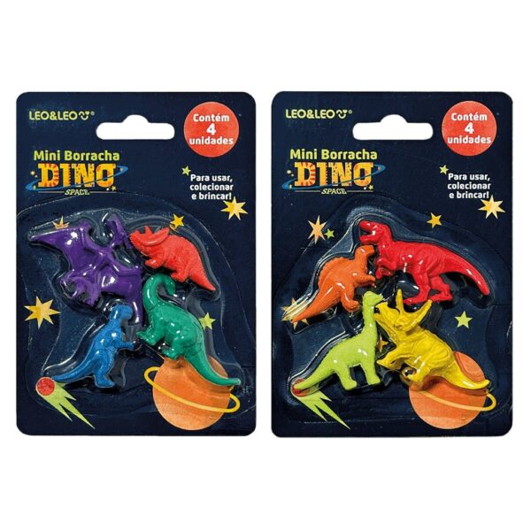 Mini Borracha 3D Dino 4 Und LEO E LEO - BLISTER