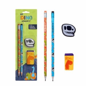 Kit Escolar Dino Dinossauro 4 Peças - LEO E LEO - BLISTER