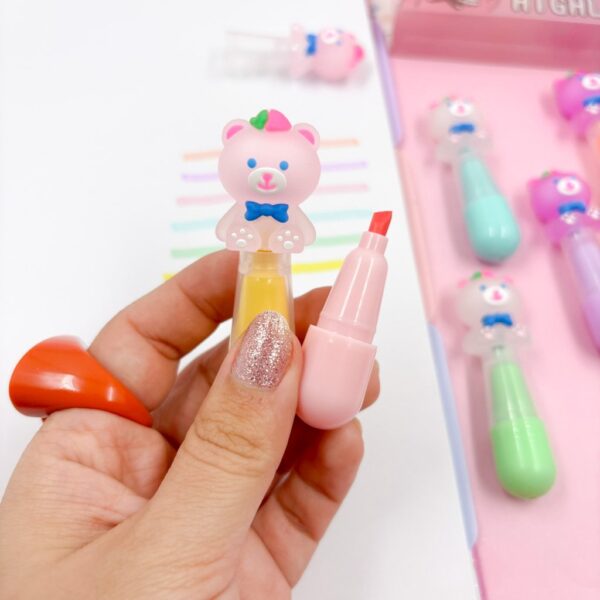 Marca Texto Fofo Ursinho Gravatinha - Kit 6 Und
