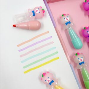 Marca Texto Fofo Ursinho Gravatinha - Kit 6 Und