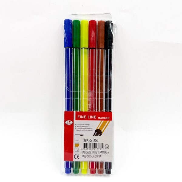 Caneta Fine Line Color 6 Cores - BLISTER