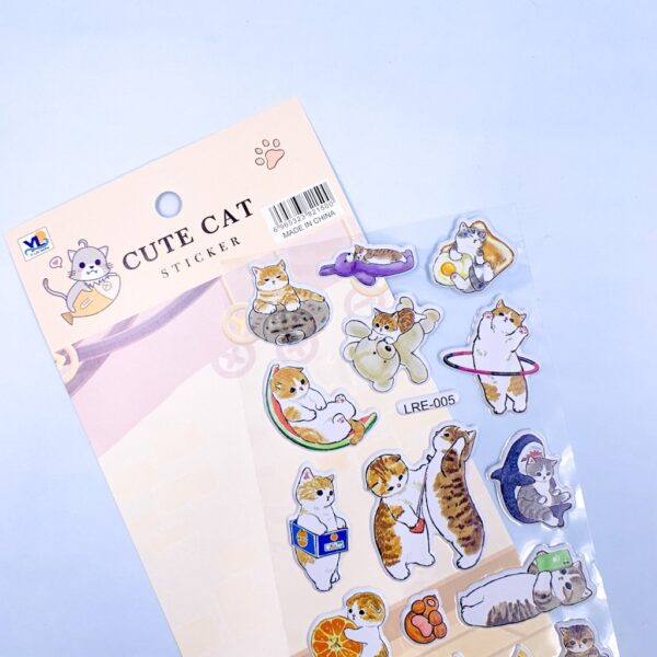 Cartela de Adesivos 3D gatinhos - BLISTER