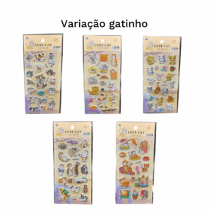 Cartela de Adesivos 3D gatinhos - BLISTER
