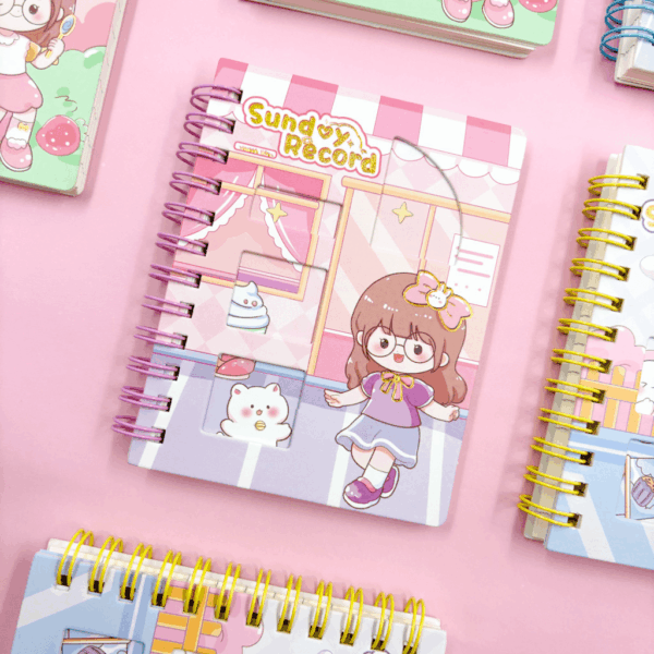 Mini Caderno Espiral Menininhas Sunday Record 70 fls 8,7x11,7cm - IMPORTADO - UND