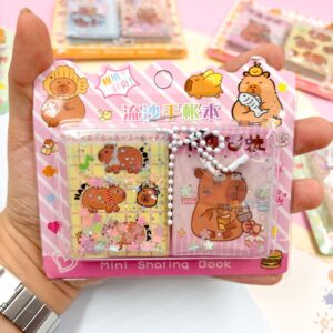 Mini caderninho de Adesivos c/ Pingente Capivara - Blister 2 Und