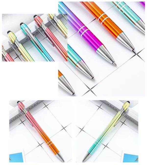 Caneta Luxo Metálica Touch Clic Degradê - Pacote 4 Und