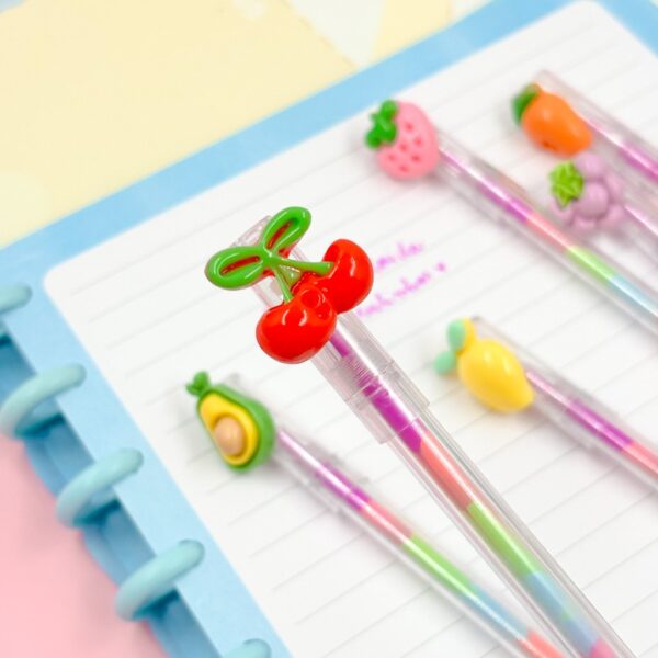 Caneta Fofa Frutinhas Color - Pacote 6 Und