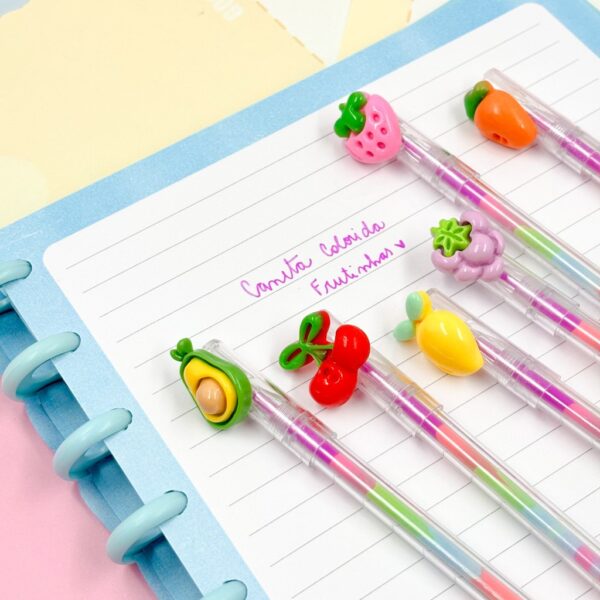 Caneta Fofa Frutinhas Color - Pacote 6 Und
