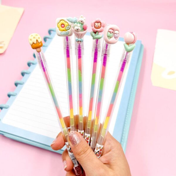 Caneta Fofa Flores e Gelatos - Pacote 6 Und