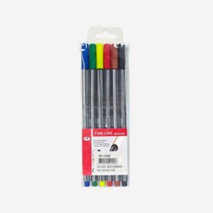 Caneta Fine Line Corpo Cinza - Blister 6 Cores