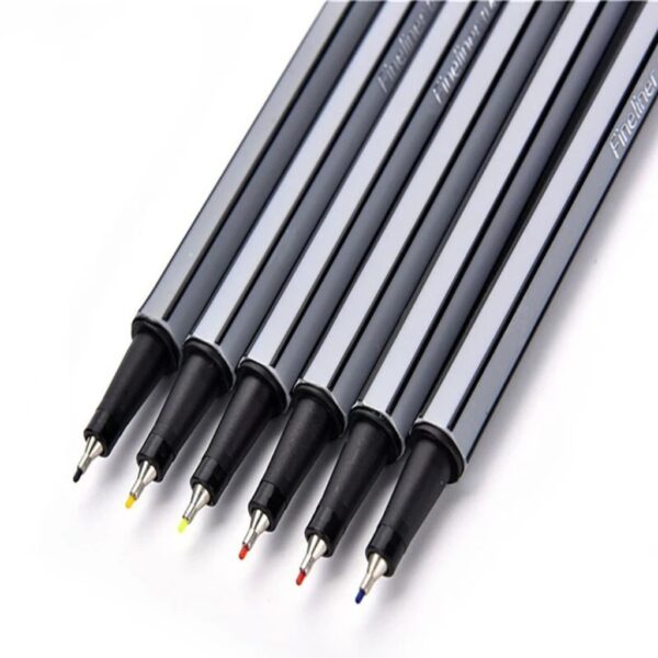 Caneta Fine Line Corpo Cinza - Blister 6 Cores