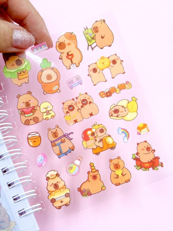 Caderneta Capa Água Adesivos + Anotações Capivara