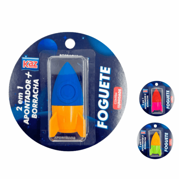 Apontador c/ Borracha Foguete KAZ - BLISTER