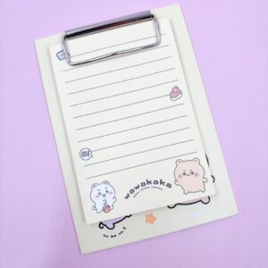 Mini Prancheta Retangular Bloco de Notas c/ Linha Bichinhos Fofos