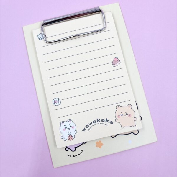 Mini Prancheta Retangular Bloco de Notas c/ Linha Bichinhos Fofos