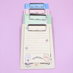 Mini Prancheta Retangular Bloco de Notas c/ Linha Bichinhos Fofos