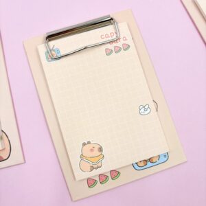 Mini Prancheta Retangular Bloco de Notas Capivara Cute