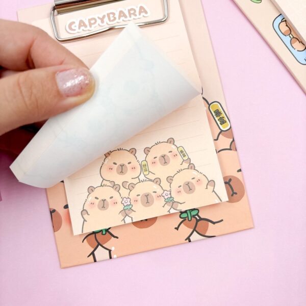 Mini Prancheta Retangular Bloco de Notas Capivara Cute