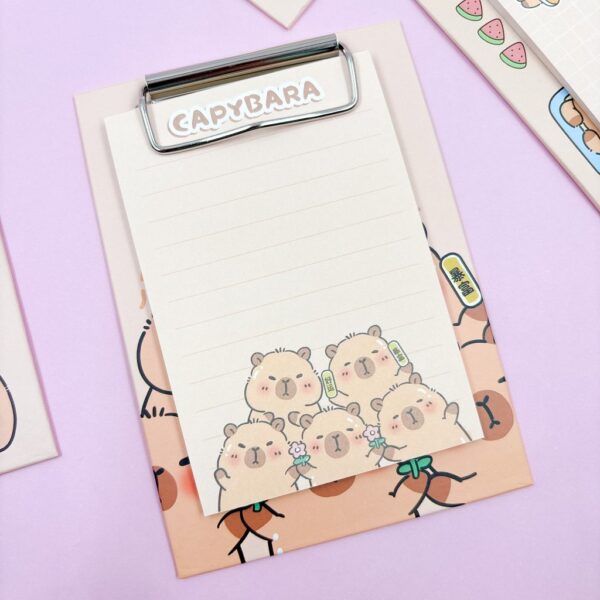 Mini Prancheta Retangular Bloco de Notas Capivara Cute