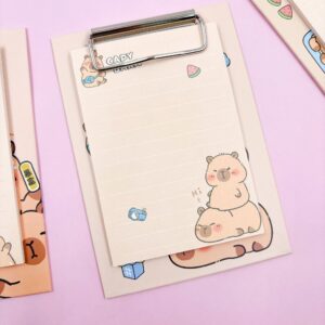 Mini Prancheta Retangular Bloco de Notas Capivara Cute
