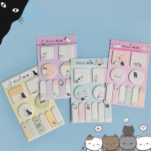 Kit Cartela c/ Bloco de Notas e Marca Páginas Gatinho Meow