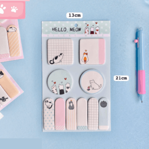 Kit Cartela c/ Bloco de Notas e Marca Páginas Gatinho Meow