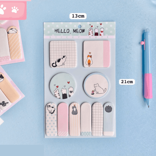 Kit Cartela c/ Bloco de Notas e Marca Páginas Gatinho Meow