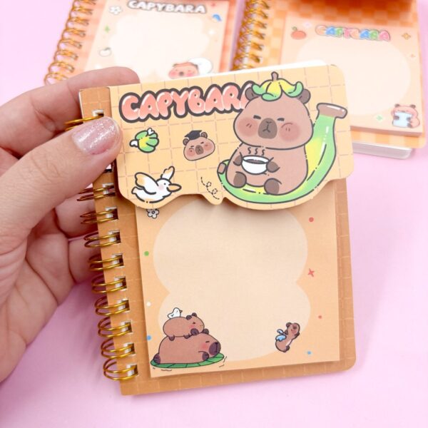 Caderninho c/ Bloco de Notas Adesivado Acoplado Capivara Love