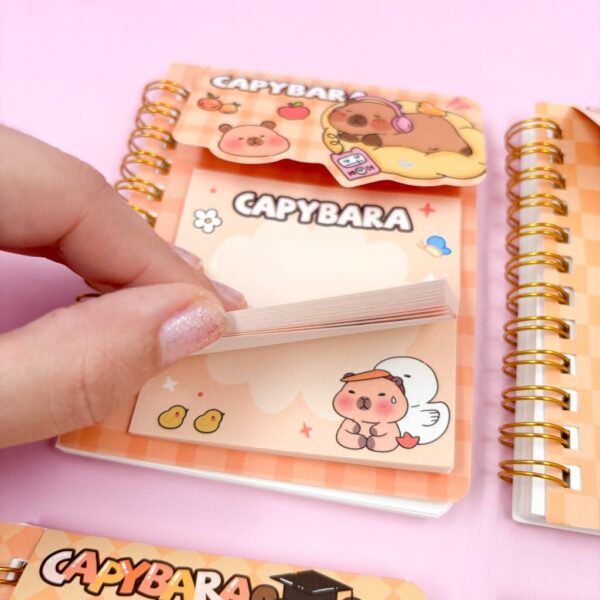 Caderninho c/ Bloco de Notas Adesivado Acoplado Capivara Love