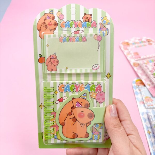 Kit Mini Caderno c/ Fechamento  + Bloco de Notas Capivara