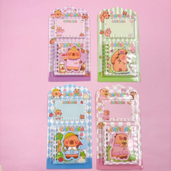 Kit Mini Caderno c/ Fechamento  + Bloco de Notas Capivara