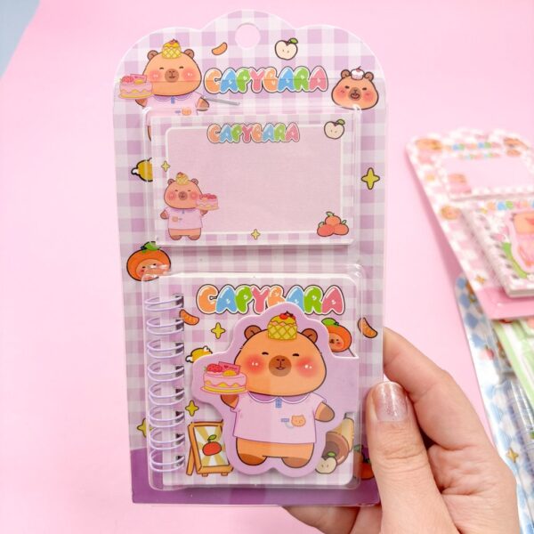Kit Mini Caderno c/ Fechamento  + Bloco de Notas Capivara