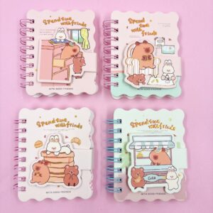 Mini Caderno Aramado Folhas Decoradas Capivara Friends PP