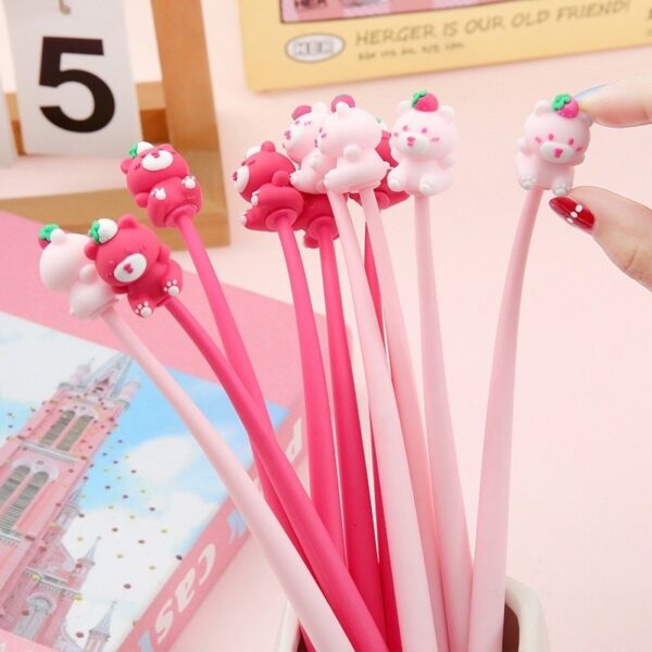 Caneta Flexível Ursinho Rosa - Pacote 6 Und