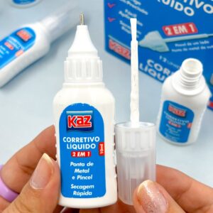 Corretivo Líquido 10 Ml (2 em 1) KAZ - CX 12 UND