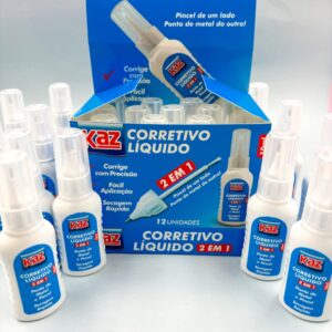 Corretivo Líquido 10 Ml (2 em 1) KAZ - CX 12 UND