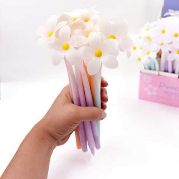 Caneta Fofa Flexível Flores - CX 48 UND